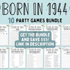 80th Birthday Party Games Bundle Born in 1944 Games 80th Birthday Games Fun Printable Games Party Games Adult Games Family Game image 6