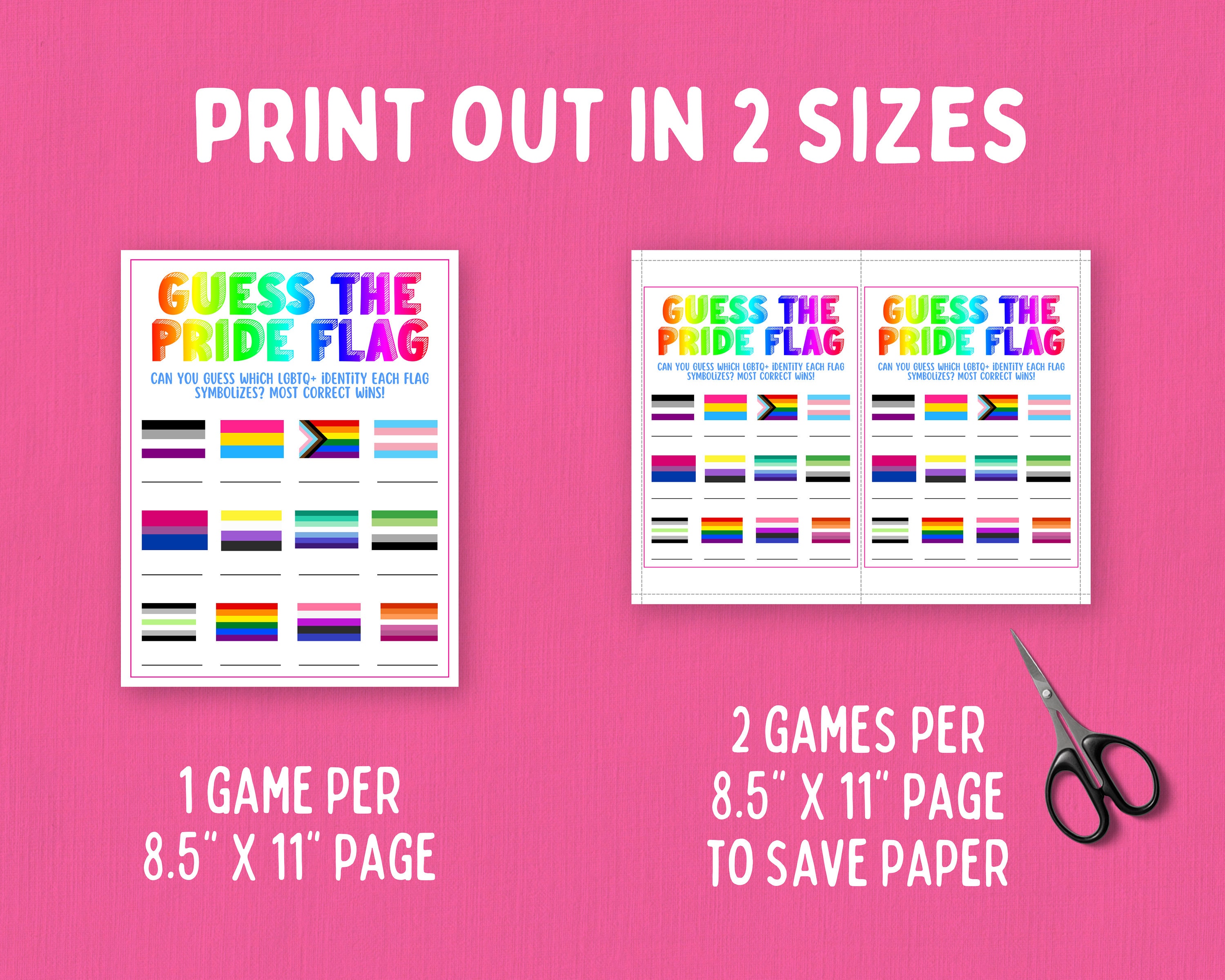 Pride Month LGBTQ+ Can You Name That LGBTQ Flag? Quiz. Digital Download PDF  Party Flag Parade Game. Rainbow Design