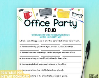 Office Party Feud Game | Work Party Game | Fun Printable Game | Group Activity | Team Building Game | Staff Appreciation | Icebreaker Game