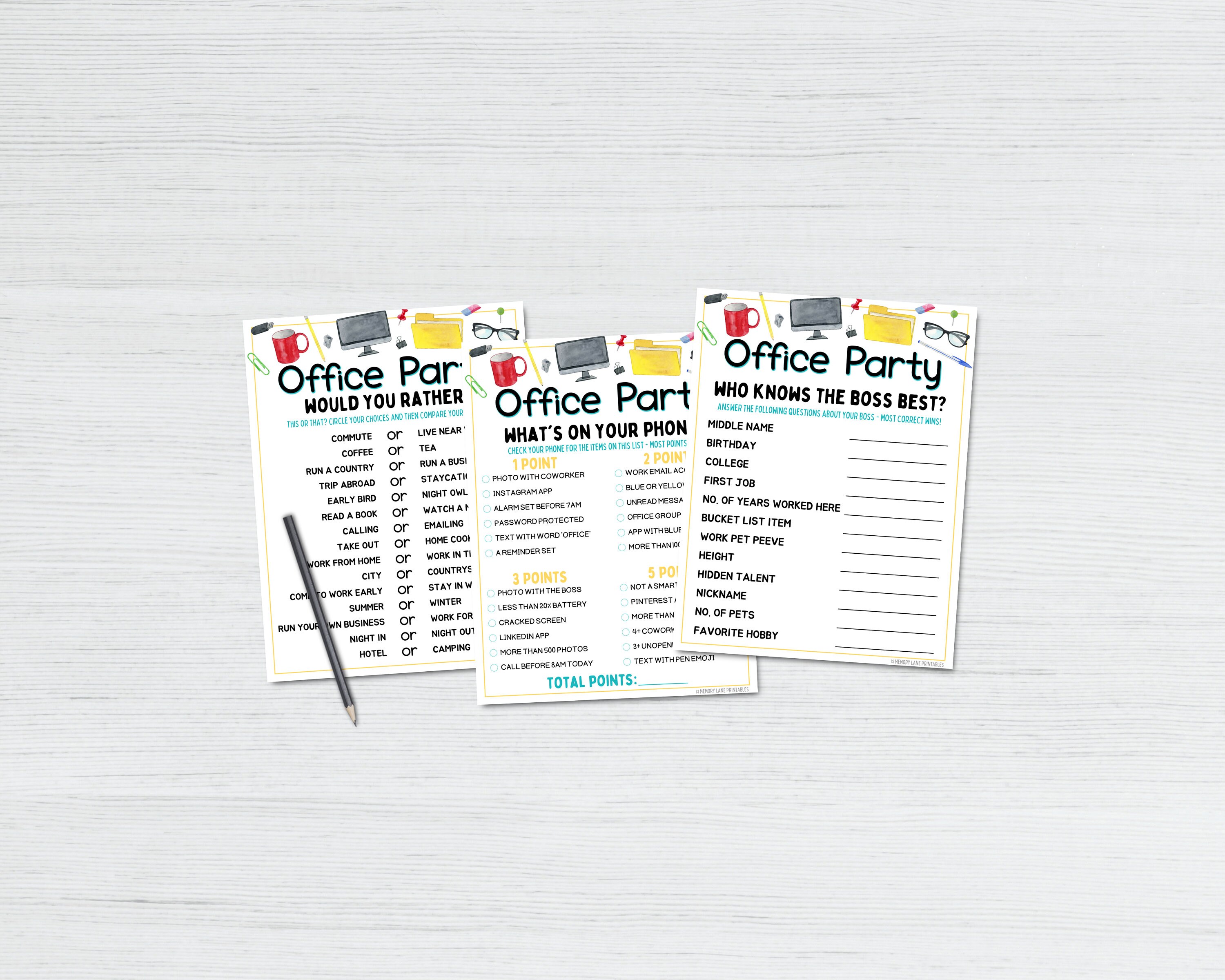 Office Party Games Bundle Work Party Games Fun Printable Games Group Activity Team Building