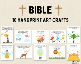 Bible Handprint Art Bundle | Bible Handprint Crafts | Fun Printable Crafts | Sunday School Activity | Kids Craft Kit | Pre-K | Church Crafts