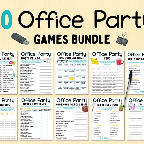 Office Party Games Bundle Printable Games for Work Team Etsy