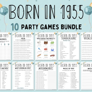 70th Birthday Party Games Bundle | Born in 1955 Games | 70th Birthday Games | Fun Printable Games | Party Games | Adult Games | Family Game