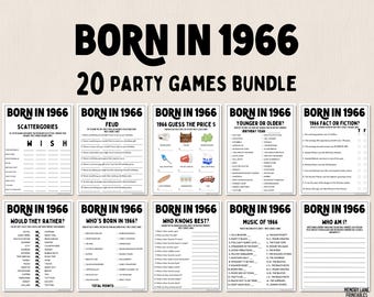 60th Birthday Party Games Bundle | Born in 1966 Games | 60th Birthday Games | Fun Printable Games | Party Games | Adult Games | Family Game