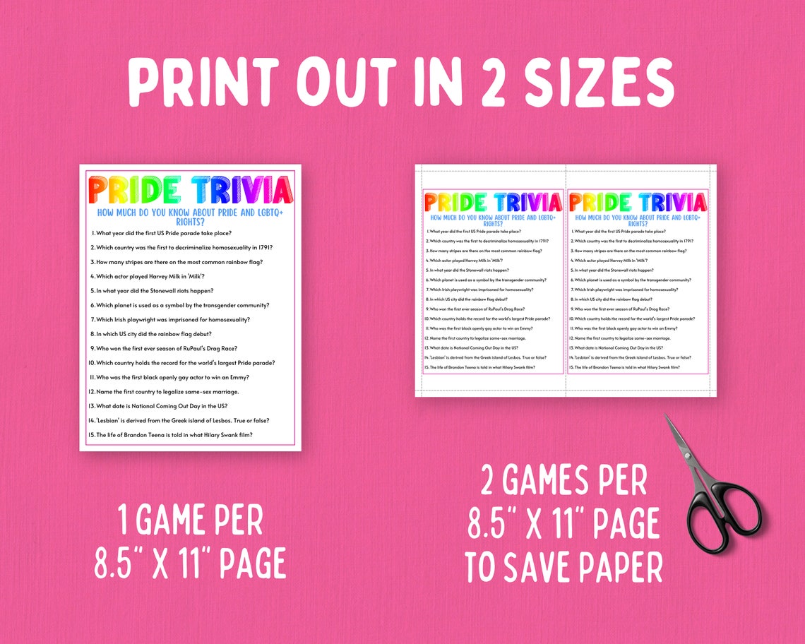 Pride Trivia Game | LGBTQ+ Pride Party Game | Pride Party Game ...