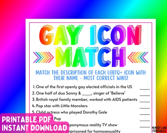 Pride Trivia Game LGBTQ Pride Party Game Pride Gay Icons | Etsy