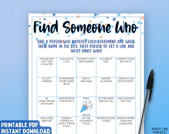 Find Someone Who Birthday Game | Birthday Game for Him | Adult Birthday Party Game | Printable Birthday Game | Birthday Boy | Adult Game