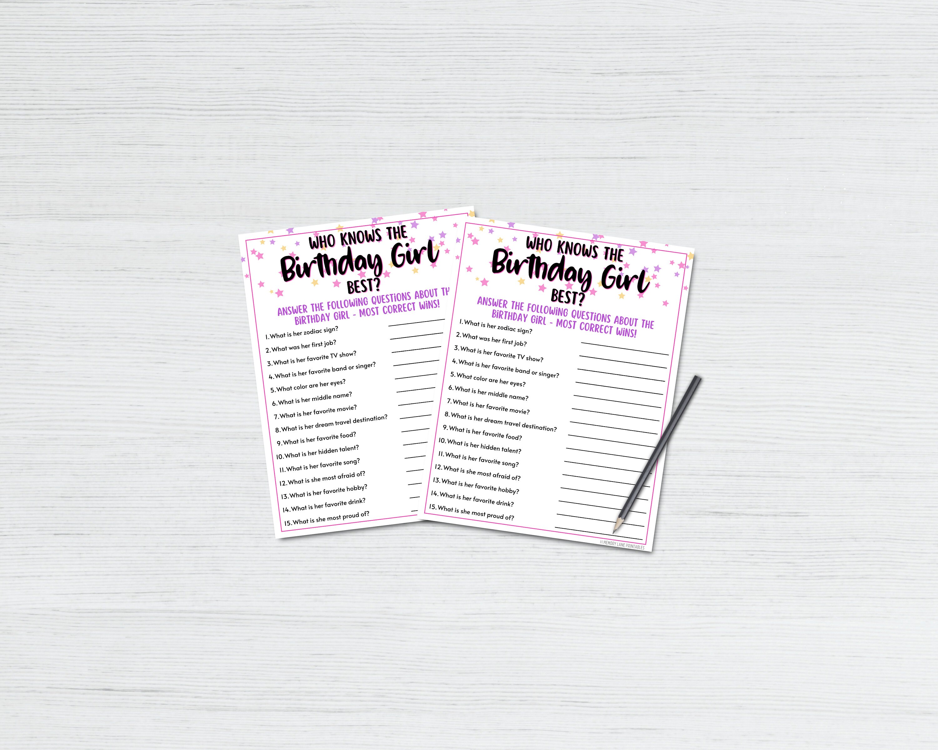 Who Knows the Birthday Girl Best Game Birthday Game for Her Adult