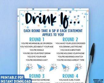 Drink If Birthday Game | Birthday Game for Him | Adult Birthday Party Game | Printable Birthday Game | Birthday Boy Game | Adult Game