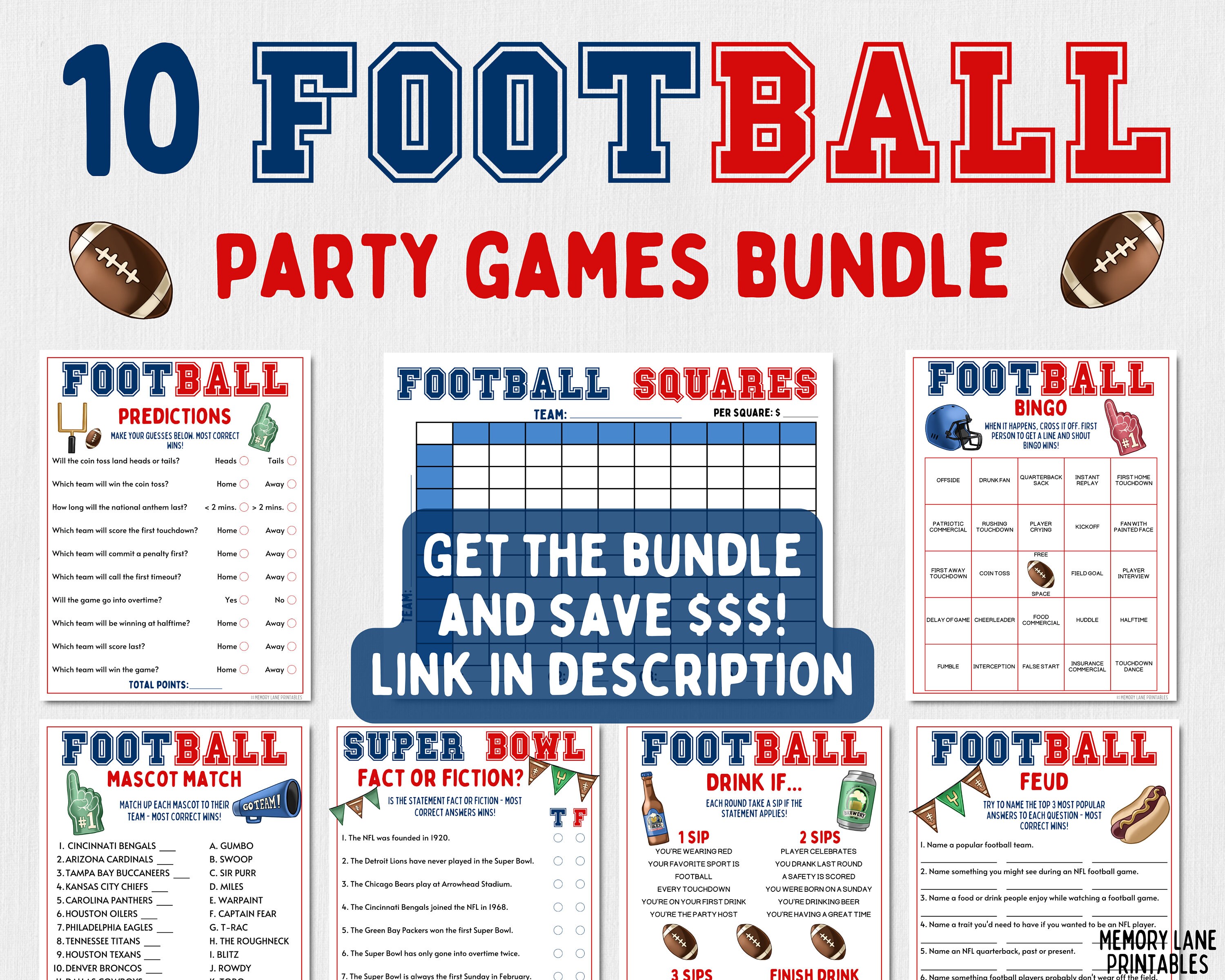 Printable Big Game Games Bundle for the Super Bowl – Hey, Let's Make Stuff