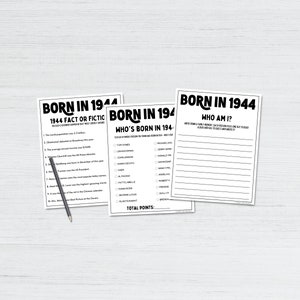 80th Birthday Party Games Bundle Born in 1944 Games 80th Birthday Games Fun Printable Games Party Games Adult Games Family Game image 4