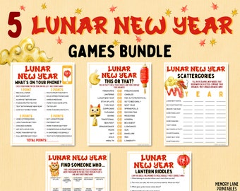 Paquete de juegos de Año Nuevo Chino / Juegos de fiesta de Año Nuevo Lunar 2025 / Divertido juego imprimible / Actividad de Año Nuevo Chino / Juegos familiares / Juegos para niños
