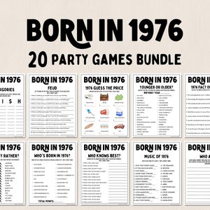 Paquete de juegos para fiesta de 50 cumpleaños / Juegos para nacidos en 1976 / Juegos para 50 cumpleaños / Juegos imprimibles divertidos / Juegos de fiesta / Juegos para adultos / Juegos familiares