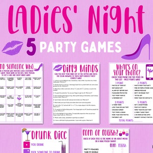 Ladies&#39; Night 5 Game Bundle | Ladies Night Party Games | Fun Girls Night Out Games | Girls Night In Games | Adult Games | Birthday Games