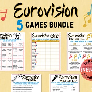 Eurovision 5 Game Bundle | Eurovision Party Games Bundle | Printable Eurovision Song Contest Games | Adult Games | Kids Games | Family Games