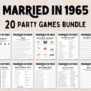 60th Anniversary Games Bundle | Married in 1965 Games | 60th Wedding Anniversary Games | Fun Printable Games | Party Games | Adult Games