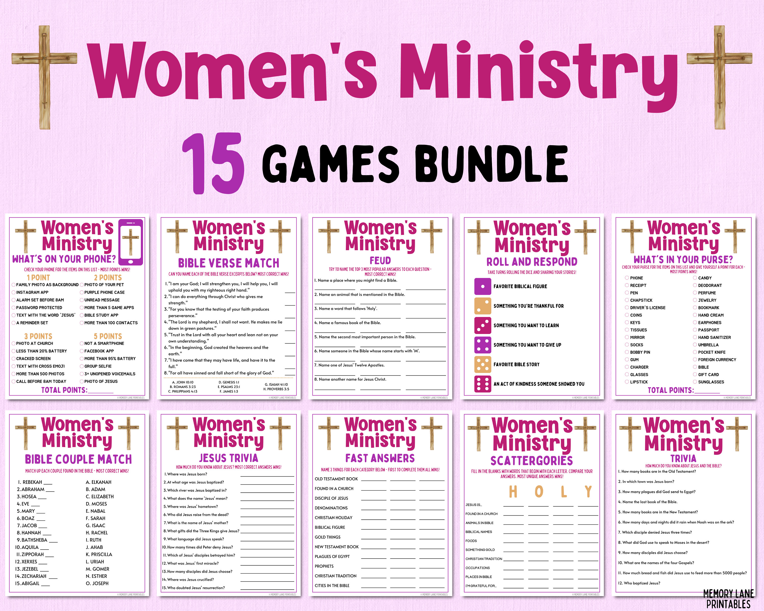 Women's Ministry Games Bundle Bible Games Church Games Women's Retreat ...