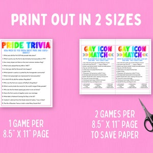 Pride Party Games Bundle 5 LGBTQ Pride Games Pride Trivia Games Rainbow Gay Lesbian Party Games Printable Pride Games Adult Games image 2