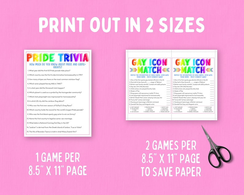 Pride Party Games Bundle 5 LGBTQ Pride Games Pride Trivia Games Rainbow Gay Lesbian Party Games Printable Pride Games Adult Games image 2