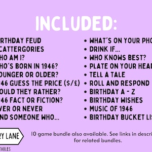 80th Birthday Party Games Bundle | Born in 1946 Games | 80th Birthday Games | Fun Printable Games | Party Games | Adult Games | Family Game image 4