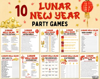 Paquete de juegos de Año Nuevo Chino / Juegos de fiesta de Año Nuevo Lunar 2025 / Divertido juego imprimible / Actividad de Año Nuevo Chino / Juegos familiares / Juegos para niños