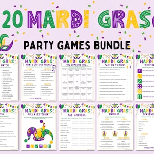 Mardi Gras Games Bundle | Mardi Gras Party Games | Fun Printable Games | Mardi Gras Activity | Adult Games | Family Game | Carnival Games