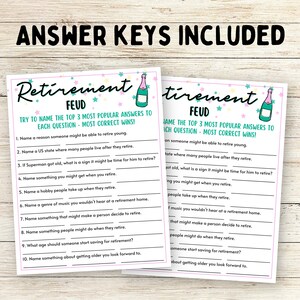 Retirement Party Game | Retirement Feud Game | Retirement Family Feud Game | Fun Printable Party Game | Funny Adult Retiree Trivia Game image 3