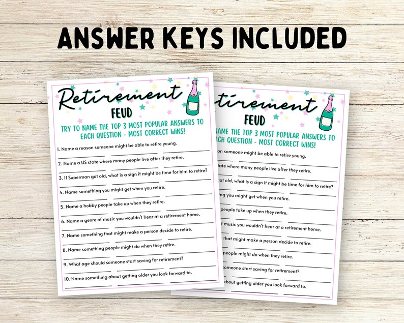 Retirement Party Game | Retirement Feud Game | Retirement Family Feud Game | Fun Printable Party Game | Funny Adult Retiree Trivia Game image 3