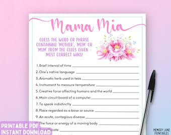 Mother's Day Mama Mia Word Game | Mother's Day Game | Fun Printable Mother's Day Activity | Adult Games | Kids Games | Family Party Game