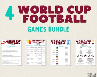 World Cup 4 Game Bundle | Football World Cup Party Games Bundle | Printable Soccer World Cup Games | Adult Games | Kids Games | Family Games