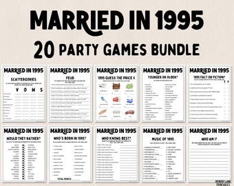 30th Anniversary Games Bundle | Married in 1995 Games | 30th Wedding Anniversary Games | Fun Printable Games | Party Games | Adult Games