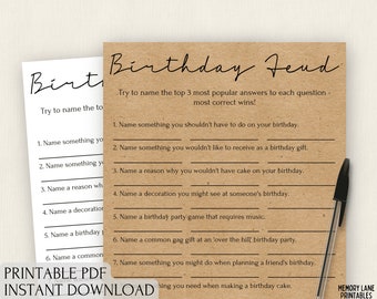 Birthday Feud Game | Birthday Party Game | Adult Birthday Party Game | Printable Birthday Games | Birthday Games for Her | For Him