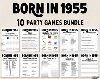 70er Geburtstag Party Spiele Bundle | Geboren 1955 Spiele | 70er Geburtstagsspiele | Lustige Druckbare Spiele | Gesellschaftsspiele | Spiele für Erwachsene | Familien Spiel