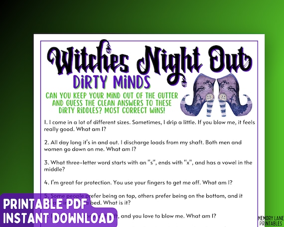 Witches Night Out Dirty Minds Game | Halloween Party Game | Fun Printable Halloween Game | Ladies Night | Girls Night Out Game | Adult Game