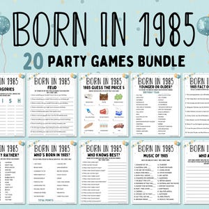40th Birthday Party Games Bundle | Born in 1985 Games | 40th Birthday Games | Fun Printable Games | Party Games | Adult Games | Family Game