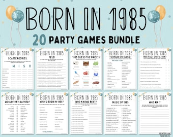 40er Geburtstags-Party-Spiele-Bundle | 1985 Spiele | 40 Jahre Geburtstagsspiele | Lustige Druckbare Spiele | Gesellschaftsspiele | Spiele für Erwachsene | Familien Spiel