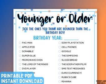 Younger Older Game - Etsy