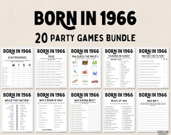 60th Birthday Party Games Bundle | Born in 1966 Games | 60th Birthday Games | Fun Printable Games | Party Games | Adult Games | Family Game