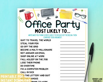 Office Party Most Likely To Game | Work Party Game | Fun Printable Game | Group Game | Team Building Game | Staff Appreciation | Icebreaker