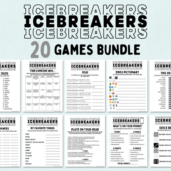 Icebreaker Games Bundle | Group Activity | Office Games | Fun Printable Games | Team Building Games | Staff Appreciation | Ice breakers