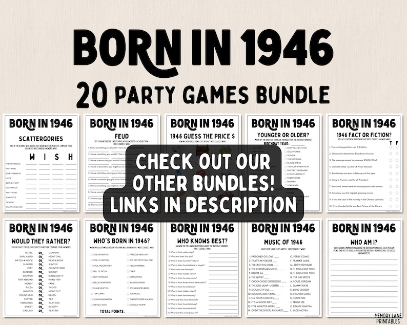 80歳の誕生日パーティーゲームバンドル | 1946年生まれのゲーム | 80歳の誕生日ゲーム | 楽しい印刷可能なゲーム | パーティーゲーム | 大人向けゲーム | ファミリーゲーム 画像 7