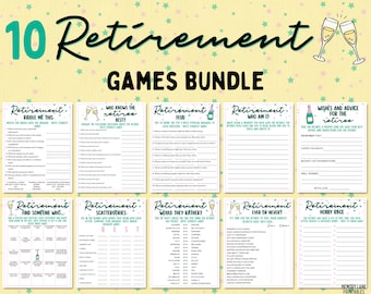 Retirement Games Bundle | 10 Retirement Party Games | Fun Printable Retirement Party Games Bundle | Adult Retiree Games | Office Party Games