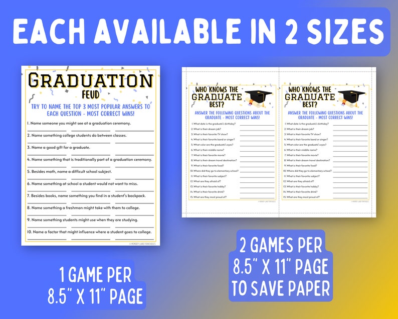 Graduation Games Bundle 5 Graduation Party Games Fun - Etsy