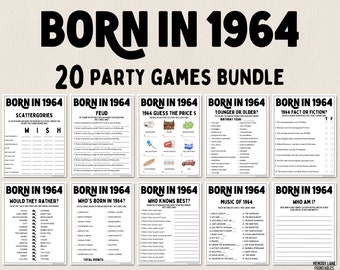 60er Geburtstag Party Spiele Bundle | Geboren 1964 Spiele | 60er Geburtstagsspiele | Lustige Druckbare Spiele | Gesellschaftsspiele | Spiele für Erwachsene | Familien Spiel