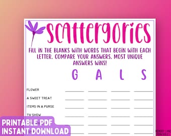 Ladies' Night Scattergories Game | Ladies Night Party Game | Fun Girls Night Out Game | Girls Night In Game | Adult Game | Birthday Game