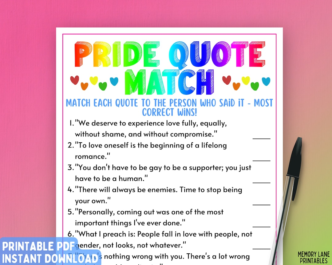 Pride Trivia Game LGBTQ Pride Party Game Pride Quotes Game Rainbow Gay ...
