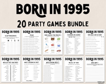 30th Birthday Party Games Bundle | Born in 1995 Games | 30th Birthday Games | Fun Printable Games | Party Games | Adult Games | Family Game