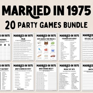 50th Anniversary Games Bundle | Married in 1975 Games | 50th Wedding Anniversary Games | Fun Printable Games | Party Games | Adult Games