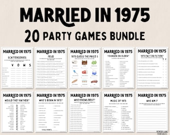 50th Anniversary Games Bundle | Married in 1975 Games | 50th Wedding Anniversary Games | Fun Printable Games | Party Games | Adult Games