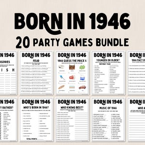 Paquete de juegos para fiesta de 80 cumpleaños / Juegos de nacidos en 1946 / Juegos para 80 cumpleaños / Juegos imprimibles divertidos / Juegos de fiesta / Juegos para adultos / Juegos familiares